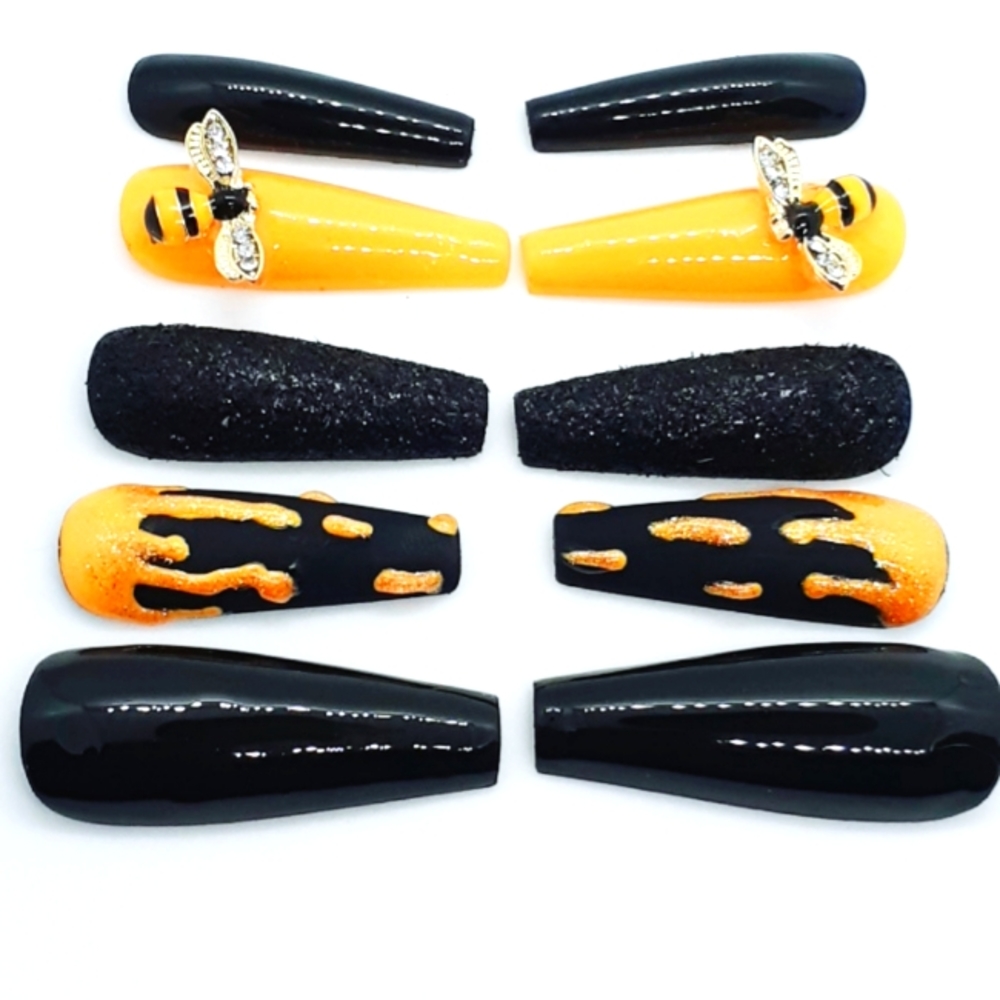 Queen Bee Yellow Black Press on Nails
